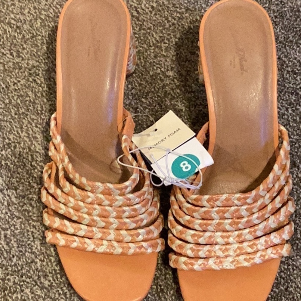 NWT‎ Universal Thread Size 8 Rachel Orange Straw Chunky Heel Mule - Picture 3 of 6